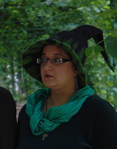Alcina in felted witch's hat